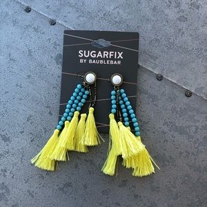 Teal and yellow BaubleBar earrings, NWT